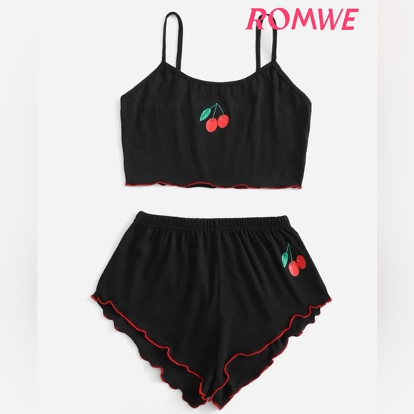 Cherry Pajama Crop Tank and Short Set - Picture 3 of 5